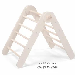 Kletterdreieck Littlefoot montiert, werkzeuglos verstellbar, klappbar aus Buchenholz - Beige lackiert
