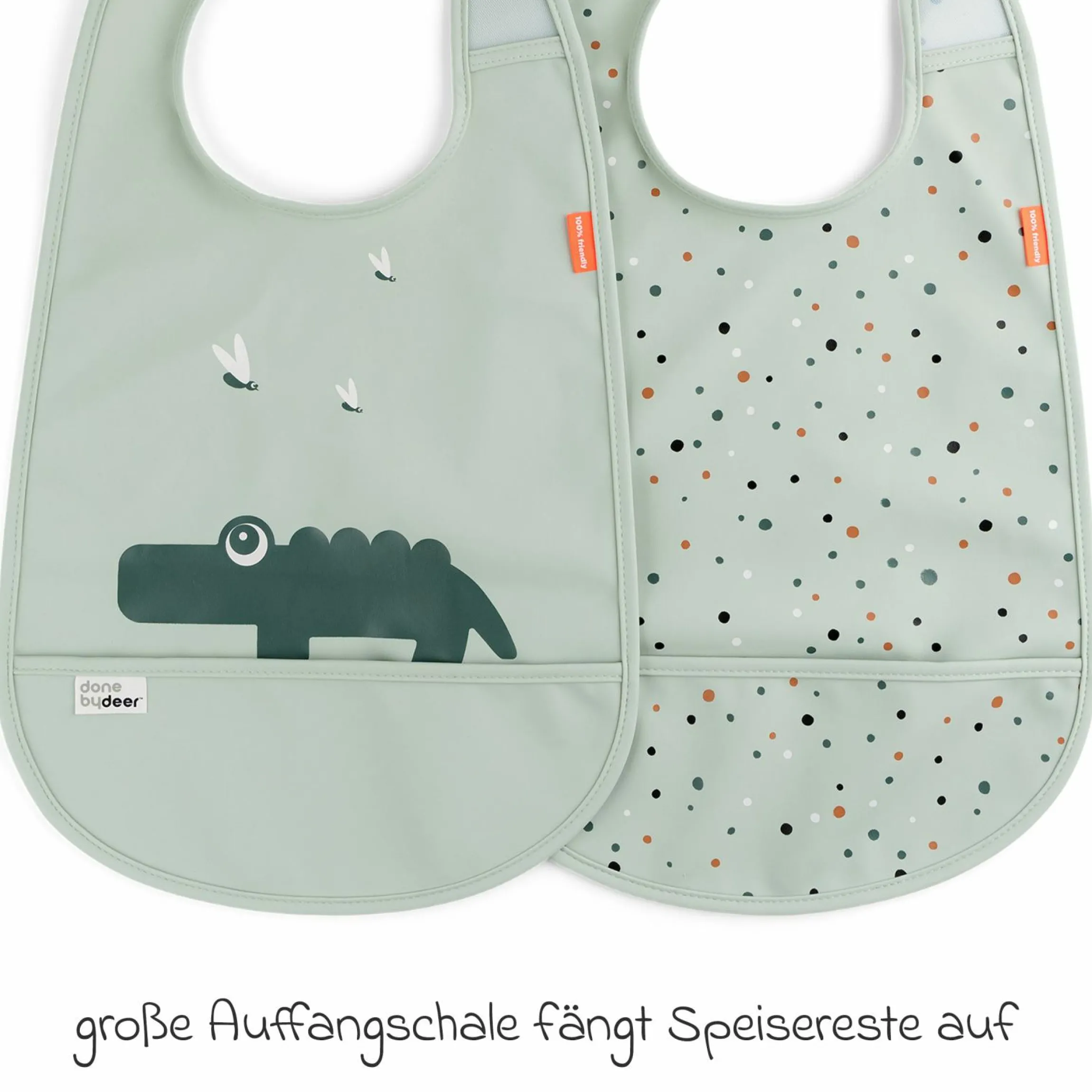 Klett-Lätzchen 2er Pack - Croco - Grün