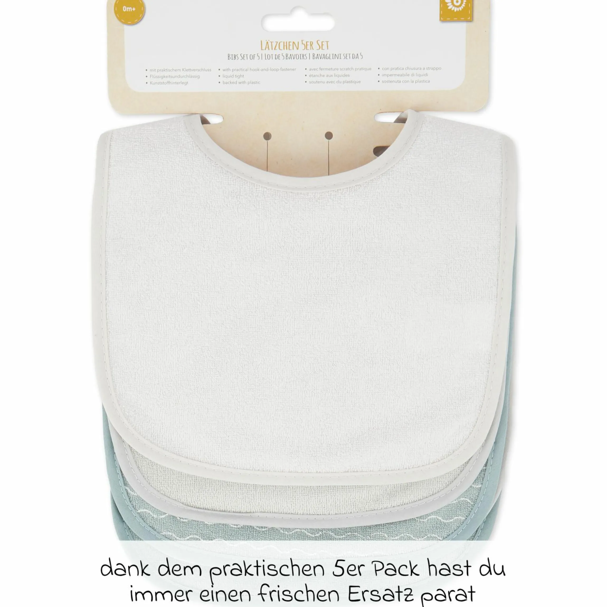 Klett-Lätzchen 5er Pack - Grau