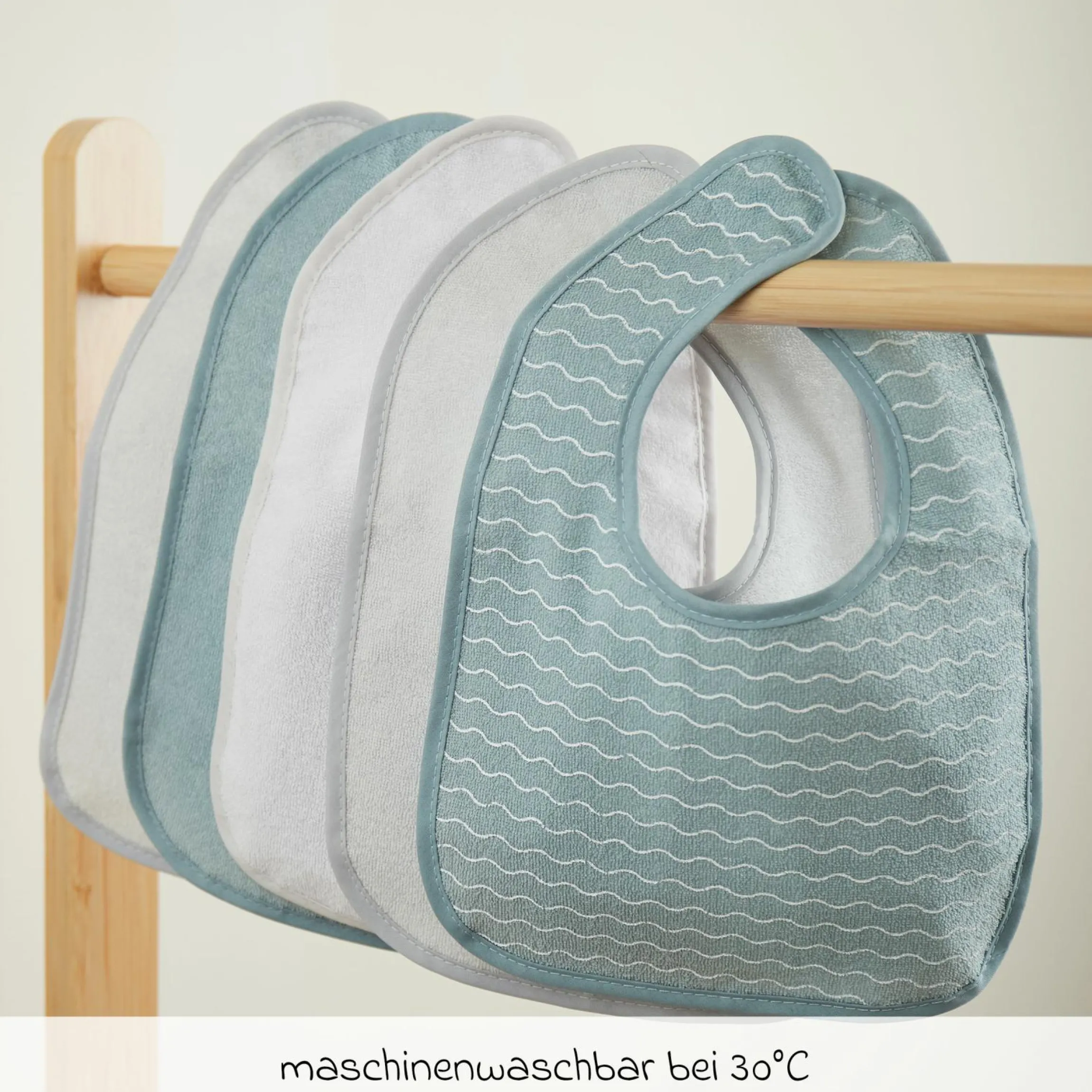 Klett-Lätzchen 5er Pack - Grau