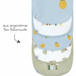 Klett-Lätzchen 5er Pack Bibs aus Bio-Baumwolle - Happy Fruits - Lemon