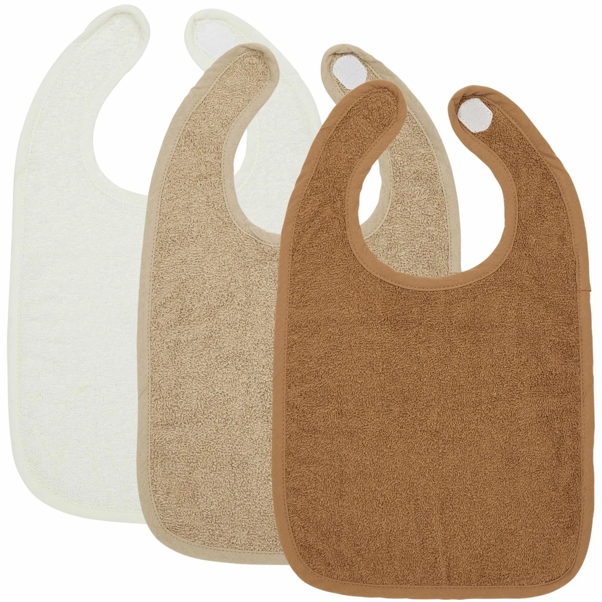 Klett-Lätzchen 3er Pack Frottee 25 x 34 cm - OffWhite / Sand / Toffee