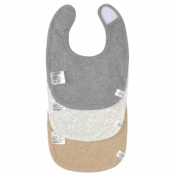 Klett-Lätzchen 3er Pack Newborn Bib aus Bio-Baumwolle - Dark Grey / Light Grey / Nature Melange