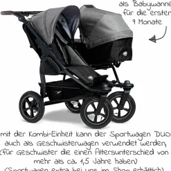 Kombi-Einheit (1 x Wanne / Sitz) für Duo 2 - Premium Grau - Kollektion 2025