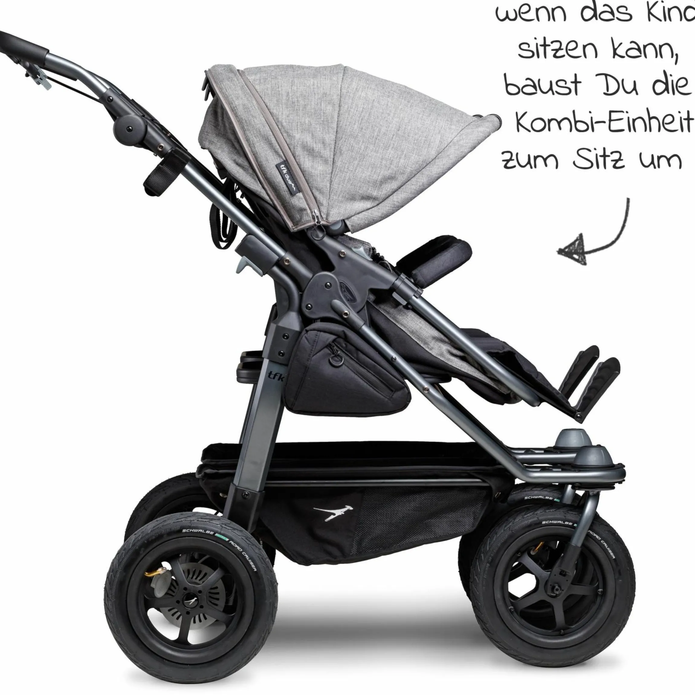 Kombi-Einheit (1 x Wanne & Sitz) für Duo - Premium Grau