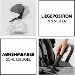 Kombi-Kinderwagen Comfort N Care Air Set (mit Luftreifen) - inkl. Babywanne, Sportsitz, Beindecke und Getränkehalter - Dark Grey