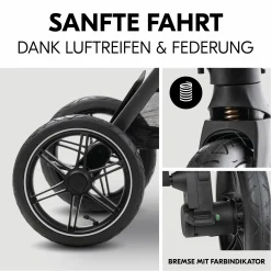 Kombi-Kinderwagen Comfort N Care Air Set (mit Luftreifen) - inkl. Babywanne, Sportsitz, Beindecke und Getränkehalter - Dark Grey