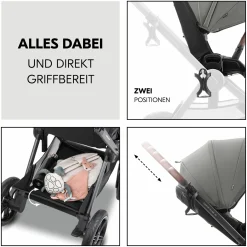 Kombi-Kinderwagen Comfort N Care Air Set (mit Luftreifen) - inkl. Babywanne, Sportsitz, Beindecke und Getränkehalter - Dark Grey