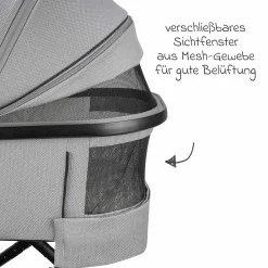 Kombi-Kinderwagen Juntos bis 22 kg belastbar mit Teleskopschieber, umsetzbare Sitzeinheit, Babywanne mit Matratze & Regenschutz - Rock - Kollektion 2025