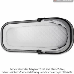 Kombi-Kinderwagen Juntos bis 22 kg belastbar mit Teleskopschieber, umsetzbare Sitzeinheit, Babywanne mit Matratze & Regenschutz - Coal - Kollektion 2025