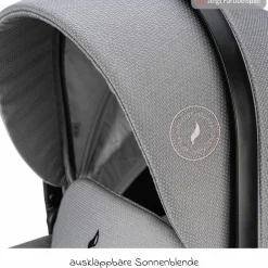 Kombi-Kinderwagen Juntos bis 22 kg belastbar mit Teleskopschieber, umsetzbare Sitzeinheit, Babywanne mit Matratze & Regenschutz - Coal - Kollektion 2025