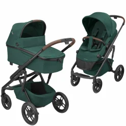 Kombi-Kinderwagen Lila XP Plus inkl. Babywanne, geräumiger XL Korb bis 10 kg, umsetzbare Sitzeinheit, bis 22kg - Essential Green - Kollektion 2025