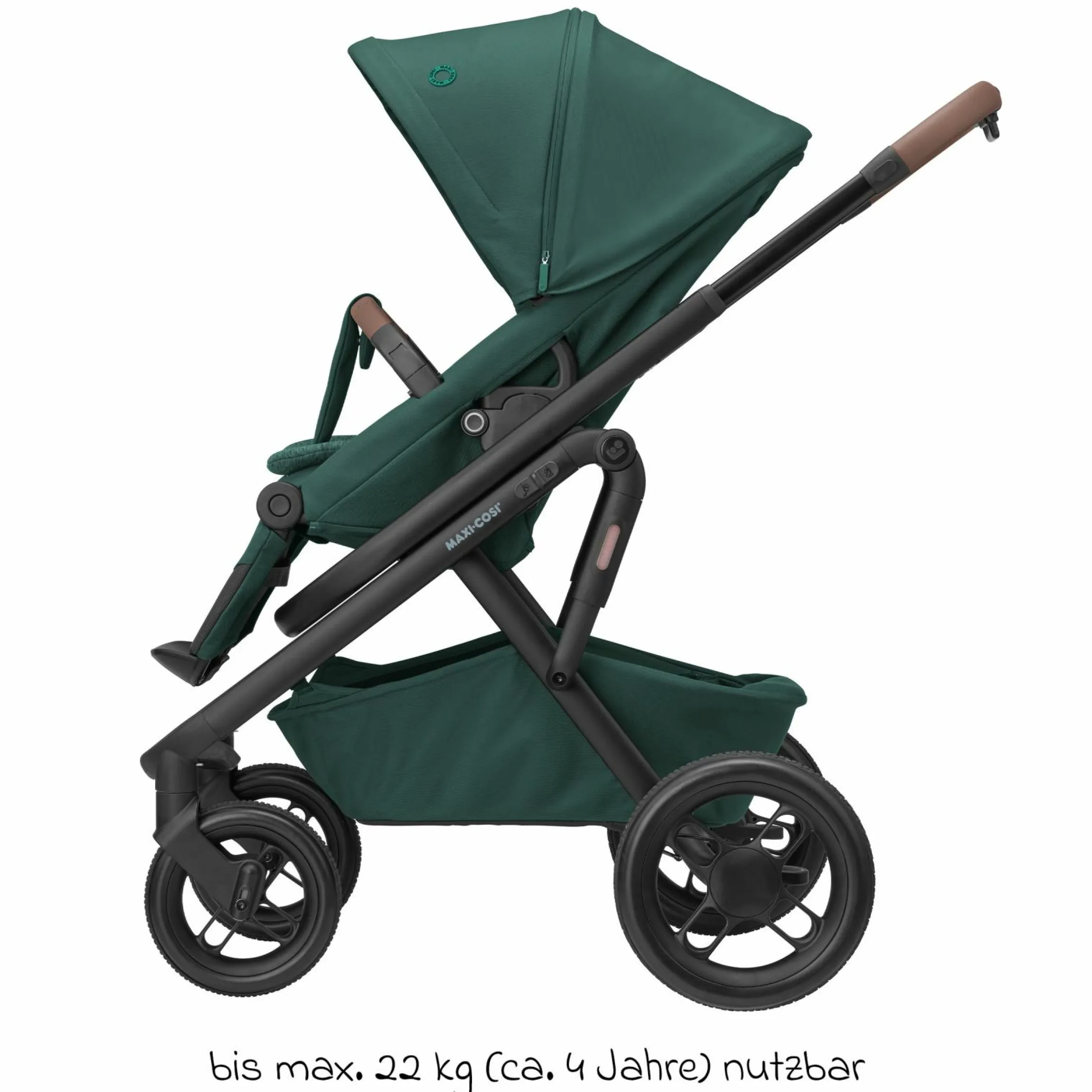 Kombi-Kinderwagen Lila XP Plus inkl. Babywanne, geräumiger XL Korb bis 10 kg, umsetzbare Sitzeinheit, bis 22kg - Essential Green - Kollektion 2025