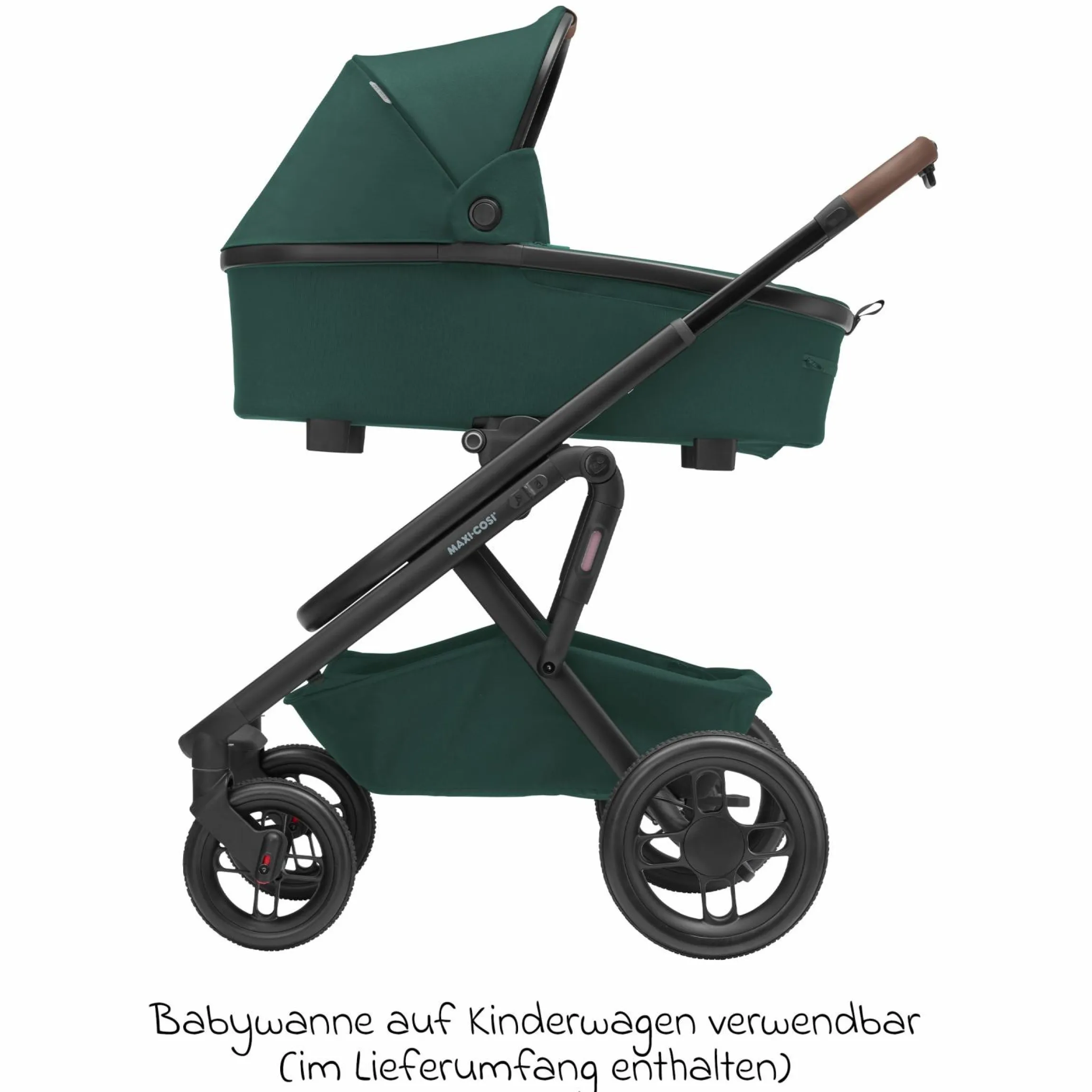 Kombi-Kinderwagen Lila XP Plus inkl. Babywanne, geräumiger XL Korb bis 10 kg, umsetzbare Sitzeinheit, bis 22kg - Essential Green - Kollektion 2025