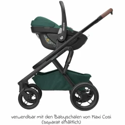 Kombi-Kinderwagen Lila XP Plus inkl. Babywanne, geräumiger XL Korb bis 10 kg, umsetzbare Sitzeinheit, bis 22kg - Essential Green - Kollektion 2025