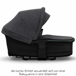 Kombi-Kinderwagen Mono 4 Luftreifen inkl. Kombi-Einheit (Babywanne+Sitz) mit Liegeposition & XXL Zubehörpaket - Premium Schwarz