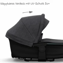 Kombi-Kinderwagen Mono 4 Luftreifen inkl. Kombi-Einheit (Babywanne+Sitz) mit Liegeposition & XXL Zubehörpaket - Premium Schwarz