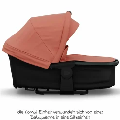 Kombi-Kinderwagen Mono 4 Luftreifen inkl. Kombi-Einheit (Babywanne+Sitz) mit Liegeposition & XXL Zubehörpaket - Lachs