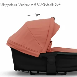 Kombi-Kinderwagen Mono 4 Luftreifen inkl. Kombi-Einheit (Babywanne+Sitz) mit Liegeposition & XXL Zubehörpaket - Lachs