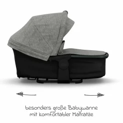 Kombi-Kinderwagen Mono 4 Luftreifen inkl. Kombi-Einheit (Babywanne+Sitz) mit Liegeposition & XXL Zubehörpaket - Premium Grau