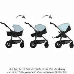 Kombi-Kinderwagen Mono 4 Luftreifen inkl. Kombi-Einheit (Babywanne+Sitz) mit Liegeposition & XXL Zubehörpaket - Blau
