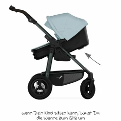 Kombi-Kinderwagen Mono 4 Luftreifen inkl. Kombi-Einheit (Babywanne+Sitz) mit Liegeposition & XXL Zubehörpaket - Blau