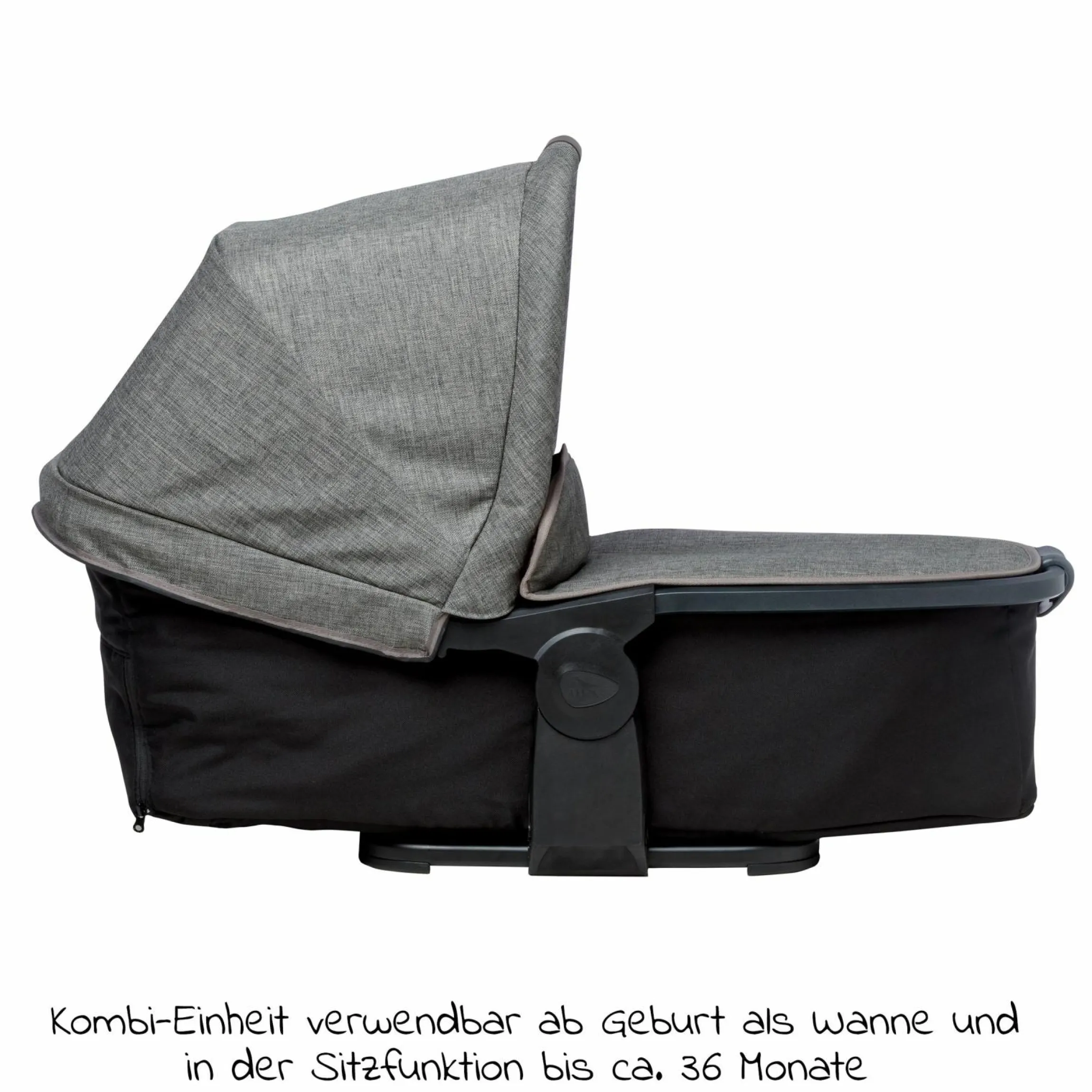 Kombi-Kinderwagen Mono 2 Luftkammerreifen inkl. Kombi-Einheit (Babywanne + Sitz) mit Liegeposition&XXL Zubehör - Pr. Grau