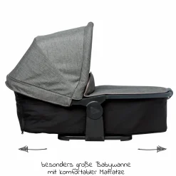 Kombi-Kinderwagen Mono 2 Luftkammerreifen inkl. Kombi-Einheit (Babywanne + Sitz) mit Liegeposition&XXL Zubehör - Pr. Grau