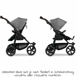 Kombi-Kinderwagen Mono 2 Luftkammerreifen inkl. Kombi-Einheit (Babywanne + Sitz) mit Liegeposition&XXL Zubehör - Pr. Grau