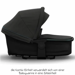 Kombi-Kinderwagen Mono 4 Luftreifen inkl. Kombi-Einheit (Babywanne+Sitz) mit Liegeposition & XXL Zubehörpaket - Anthrazit