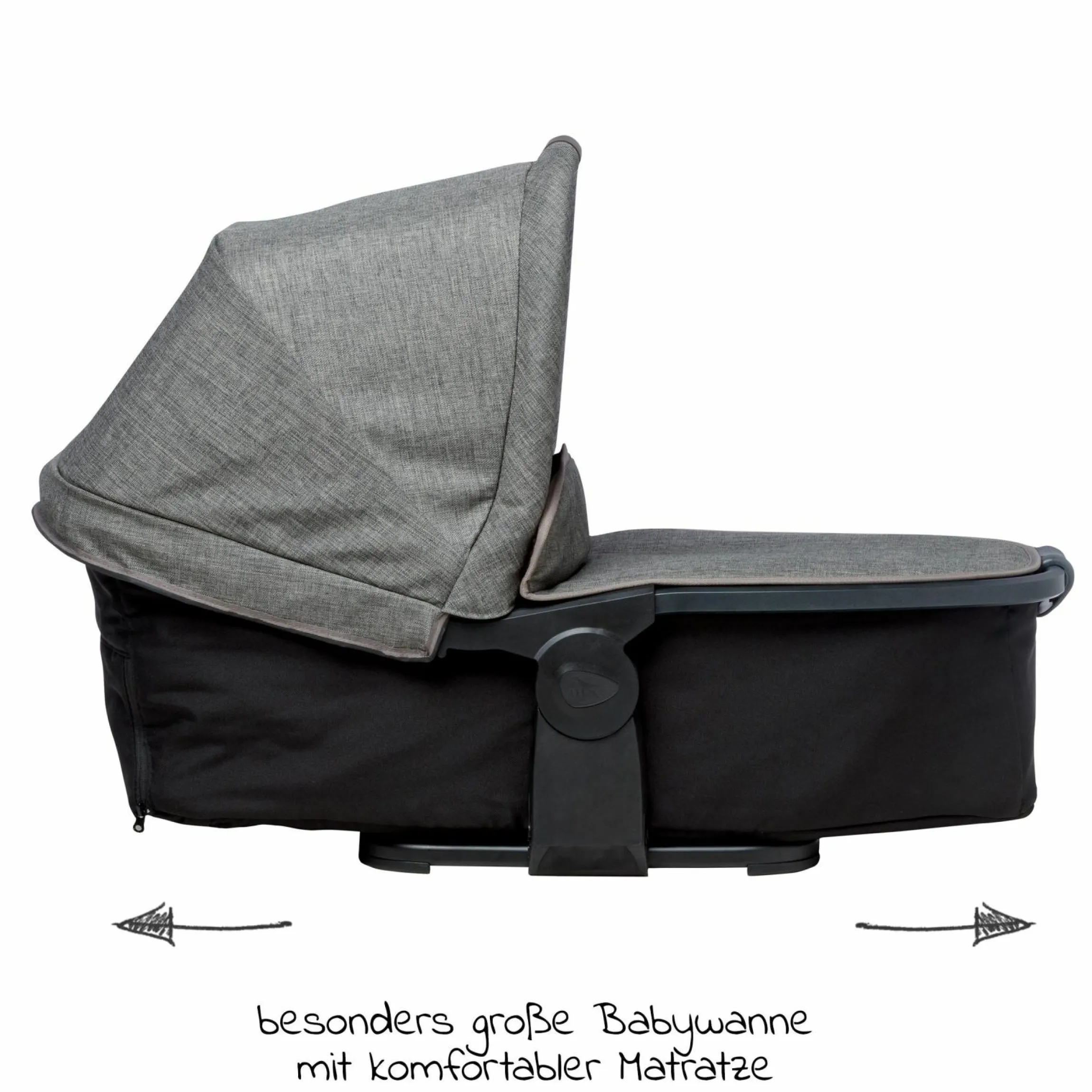 Kombi-Kinderwagen Mono 2 Luftreifen inkl. Kombi-Einheit (Babywanne+Sitz) mit Liegeposition & XXL Zubehörpaket - Pr. Grau