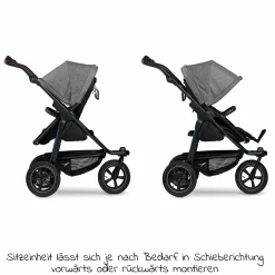 Kombi-Kinderwagen Mono 2 Luftreifen inkl. Kombi-Einheit (Babywanne+Sitz) mit Liegeposition & XXL Zubehörpaket - Pr. Grau