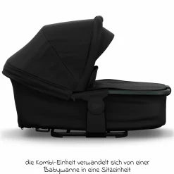Kombi-Kinderwagen Mono 4 Luftreifen inkl. Kombi-Einheit (Babywanne+Sitz) mit Liegeposition & XXL Zubehörpaket - Schwarz
