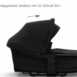 Kombi-Kinderwagen Mono 4 Luftreifen inkl. Kombi-Einheit (Babywanne+Sitz) mit Liegeposition & XXL Zubehörpaket - Schwarz