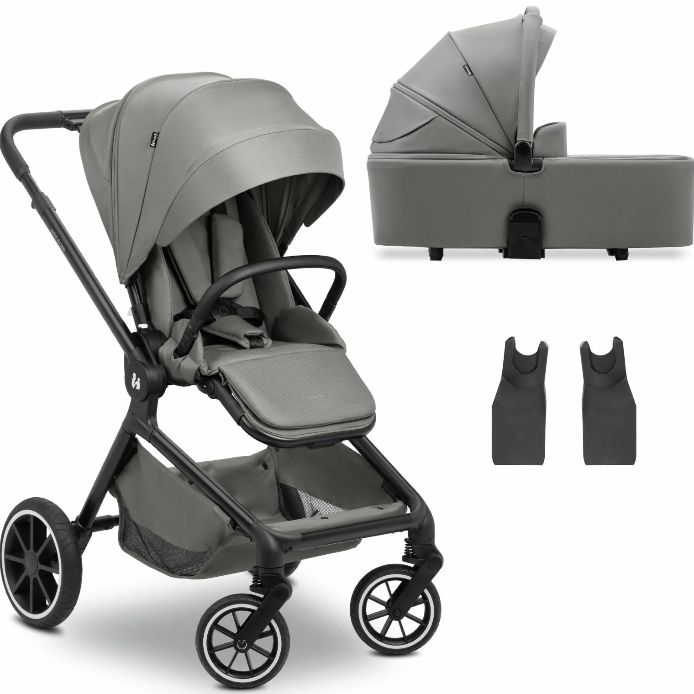 Kombi-Kinderwagen Move N Care Set - inkl. Babywanne und Sportsitz - Dark Grey