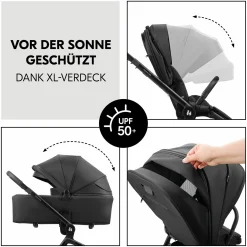 Kombi-Kinderwagen Move N Care Set - inkl. Babywanne und Sportsitz - Black