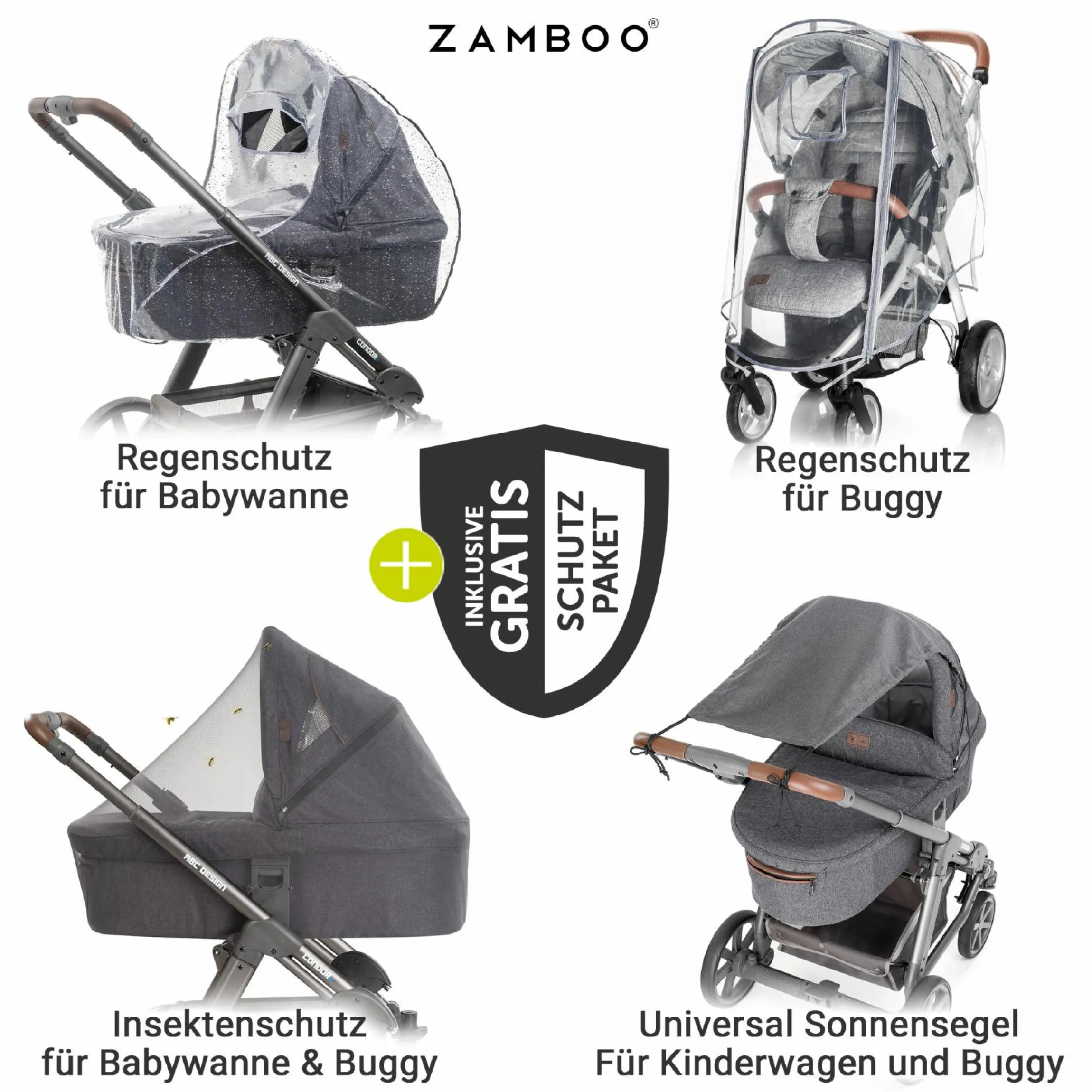 Kombi-Kinderwagen Move so Simply inkl. Babywanne, Sportsitz und XXL Zubehörpaket - Beige Neon
