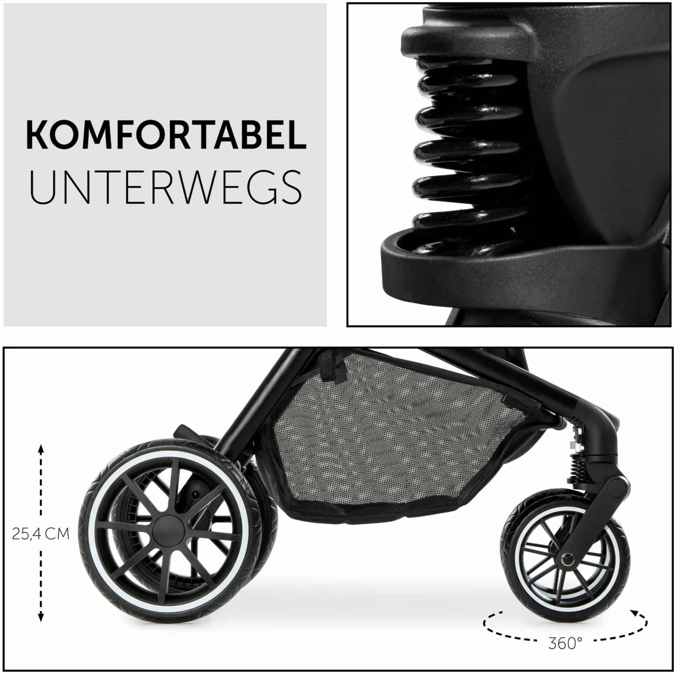Kombi-Kinderwagen Move so Simply inkl. Babywanne, Sportsitz und XXL Zubehörpaket - Beige Neon