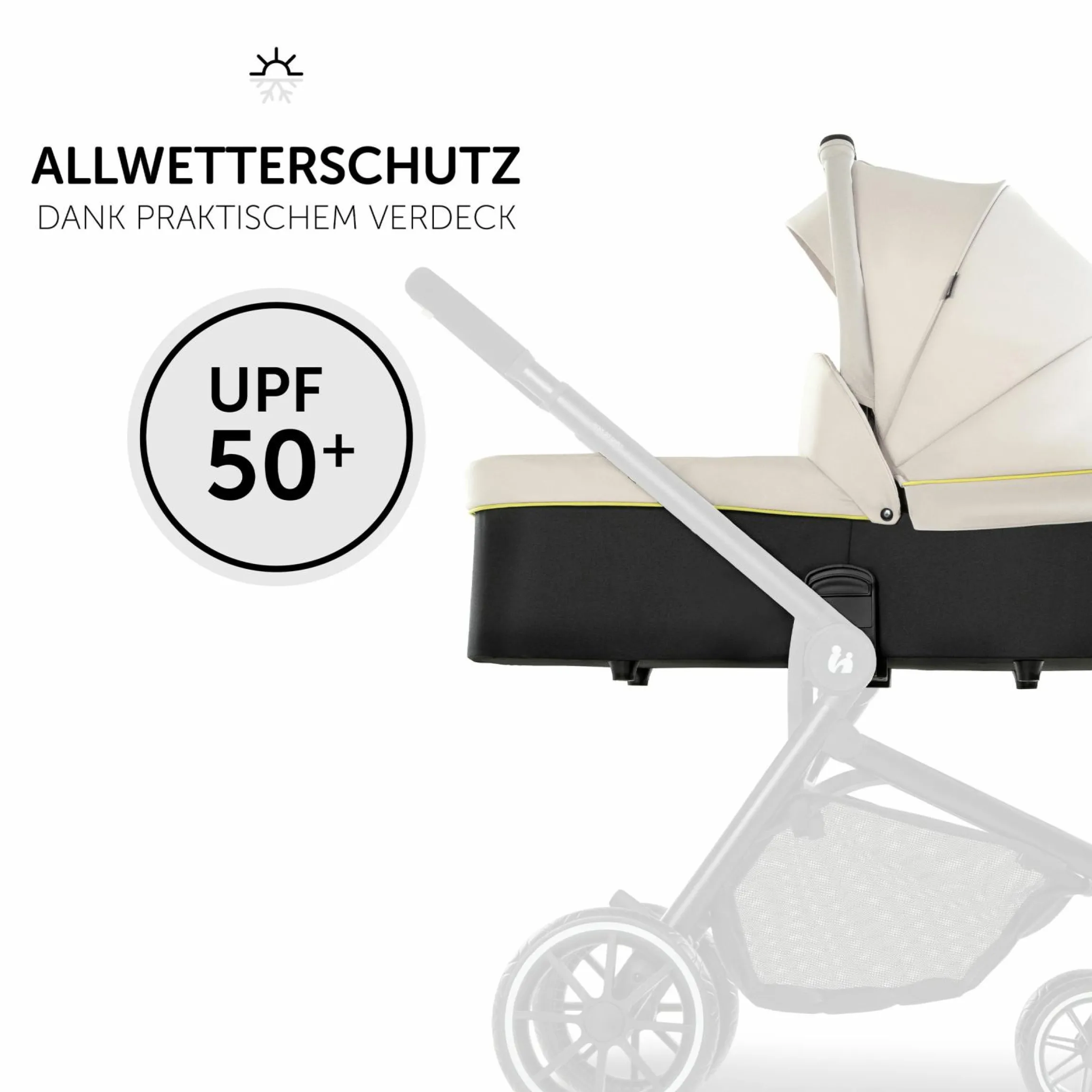 Kombi-Kinderwagen Move so Simply inkl. Babywanne, Sportsitz und XXL Zubehörpaket - Beige Neon