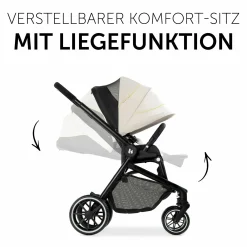 Kombi-Kinderwagen Move so Simply inkl. Babywanne, Sportsitz und XXL Zubehörpaket - Beige Neon