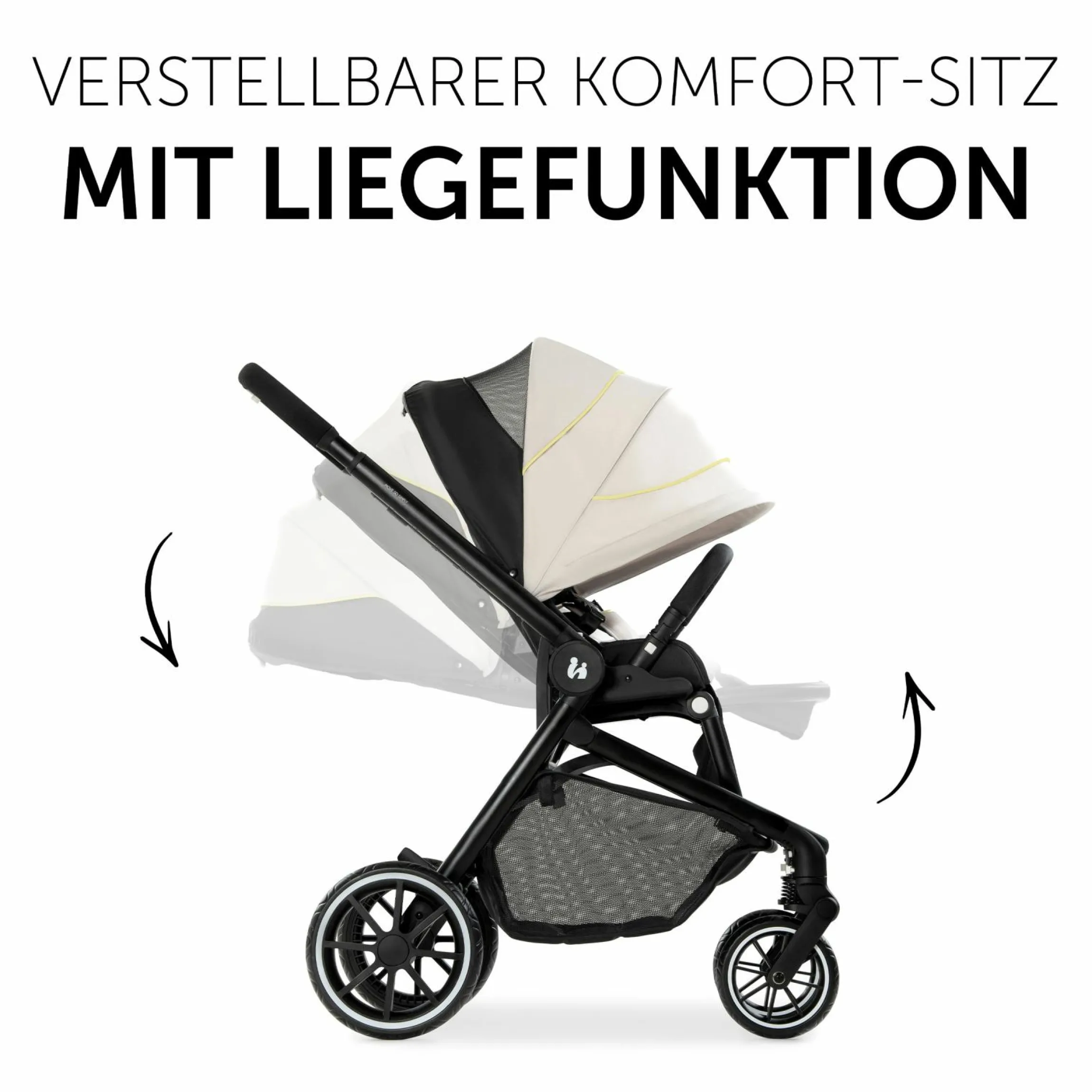 Kombi-Kinderwagen Move so Simply inkl. Babywanne, Sportsitz und XXL Zubehörpaket - Beige Neon