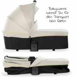 Kombi-Kinderwagen Move so Simply Set inkl. Babywanne & Sportsitz - mit Liegefunktion - Beige Neon