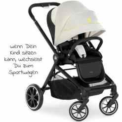 Kombi-Kinderwagen Move so Simply Set inkl. Babywanne & Sportsitz - mit Liegefunktion - Beige Neon