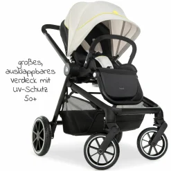 Kombi-Kinderwagen Move so Simply Set inkl. Babywanne & Sportsitz - mit Liegefunktion - Beige Neon