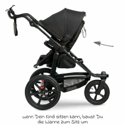 Kombi-Kinderwagen Pro mit Luftreifen inkl. Kombi-Einheit (Babywanne+Sitz) inkl. Handyhalter, Getränkeflasche & XXL Zubehörpaket - Anthrazit