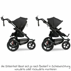 Kombi-Kinderwagen Pro mit Luftreifen inkl. Kombi-Einheit (Babywanne+Sitz) inkl. Handyhalter, Getränkeflasche & XXL Zubehörpaket - Anthrazit