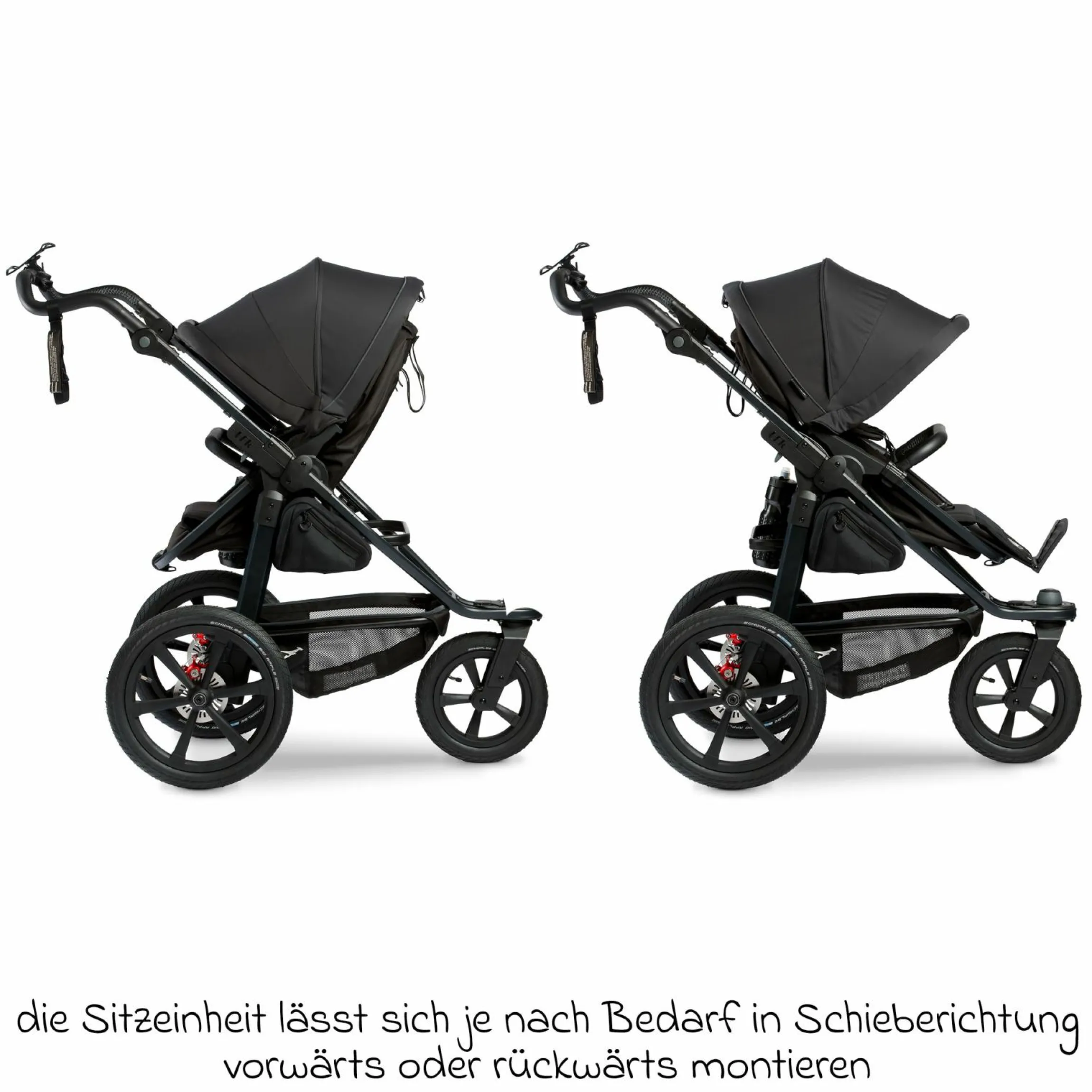 Kombi-Kinderwagen Pro mit Luftreifen inkl. Kombi-Einheit (Babywanne+Sitz) inkl. Handyhalter, Getränkeflasche & XXL Zubehörpaket - Anthrazit