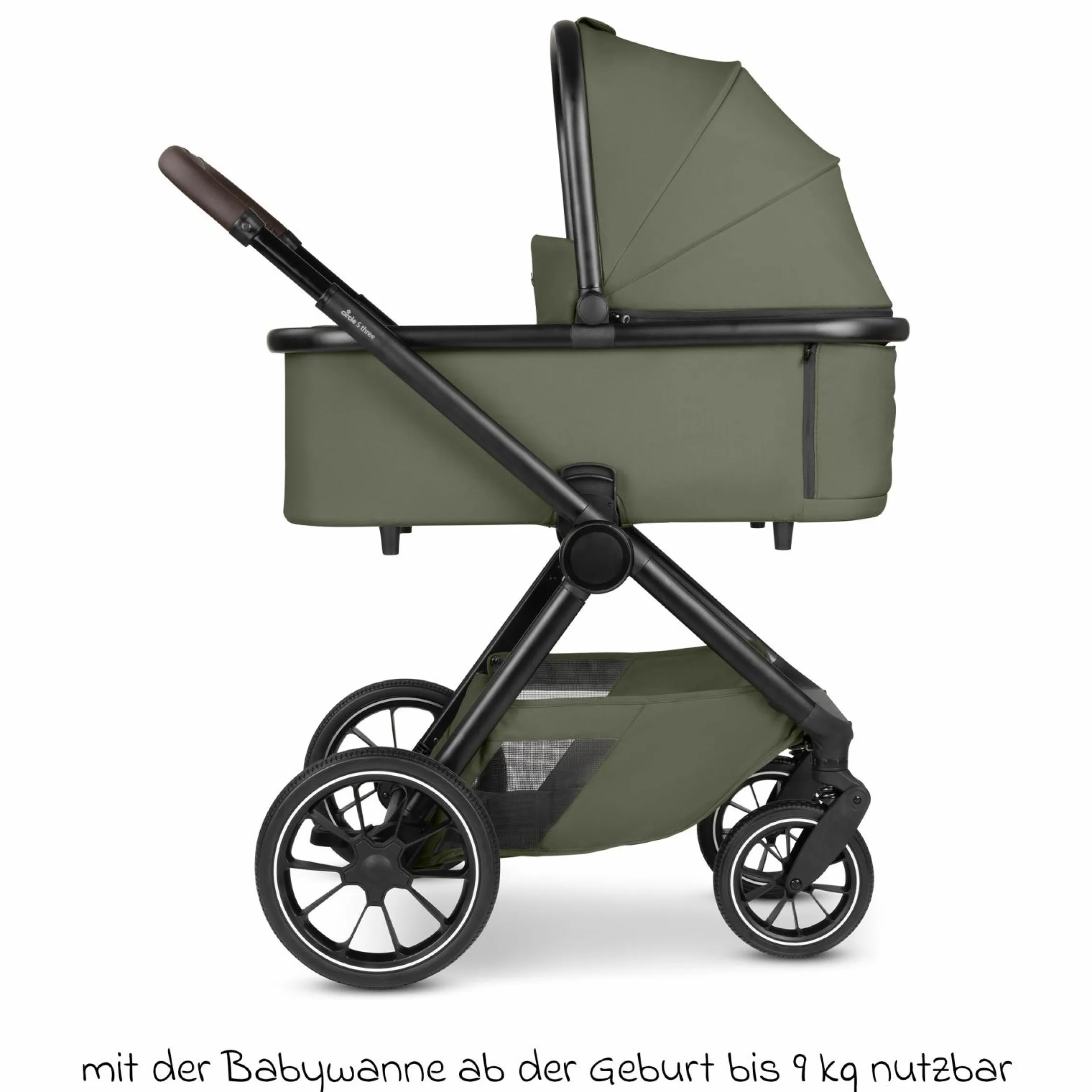 Kombi-Kinderwagen S Three bis 22 kg mit Babywanne, Sportsitz, Teleskopschieber & Adapter - Pure - Wheat