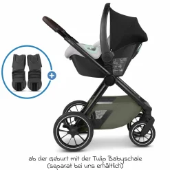 Kombi-Kinderwagen S Three bis 22 kg mit Babywanne, Sportsitz, Teleskopschieber & Adapter - Pure - Wheat