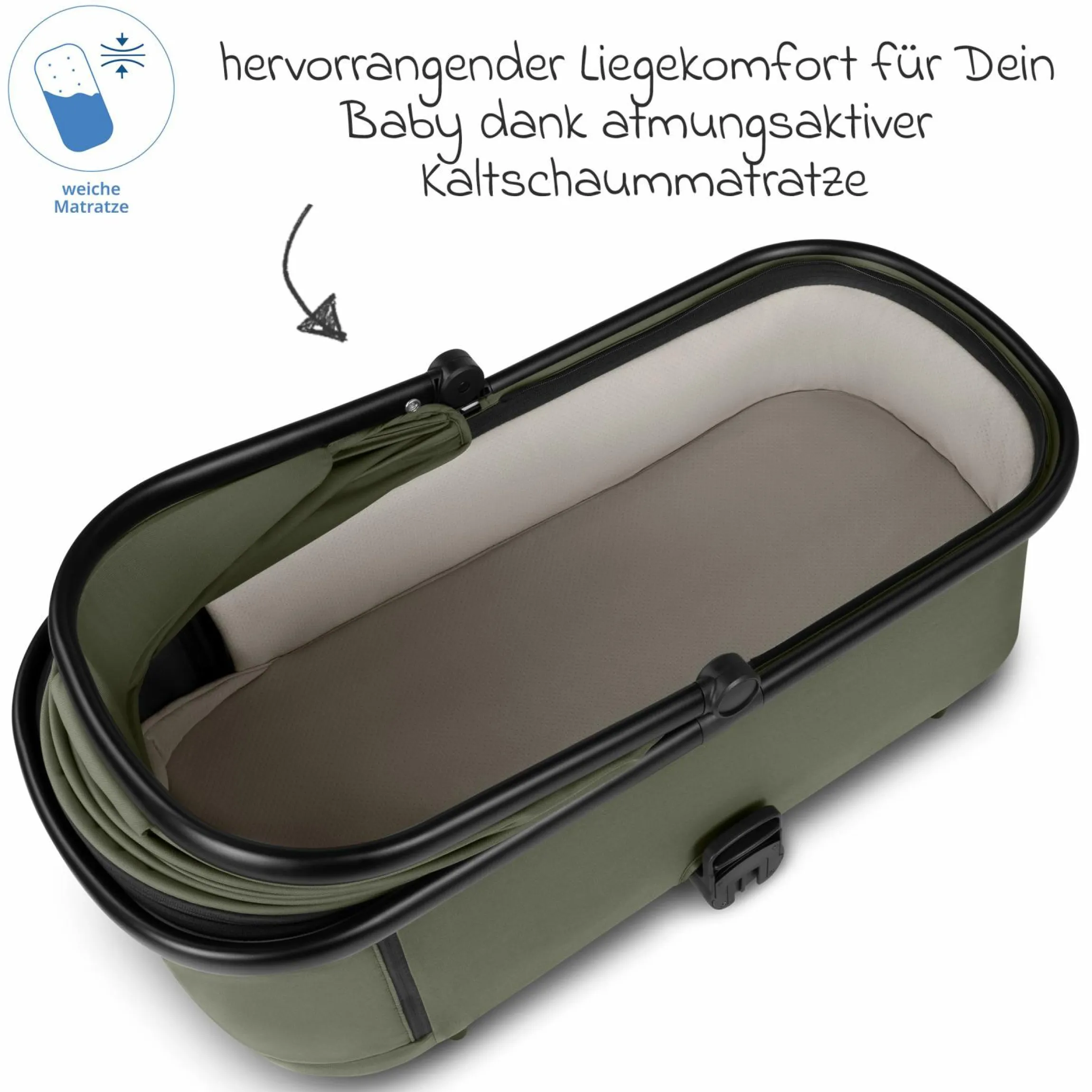 Kombi-Kinderwagen S Three bis 22 kg mit Babywanne, Sportsitz, Teleskopschieber & Adapter - Pure - Wheat